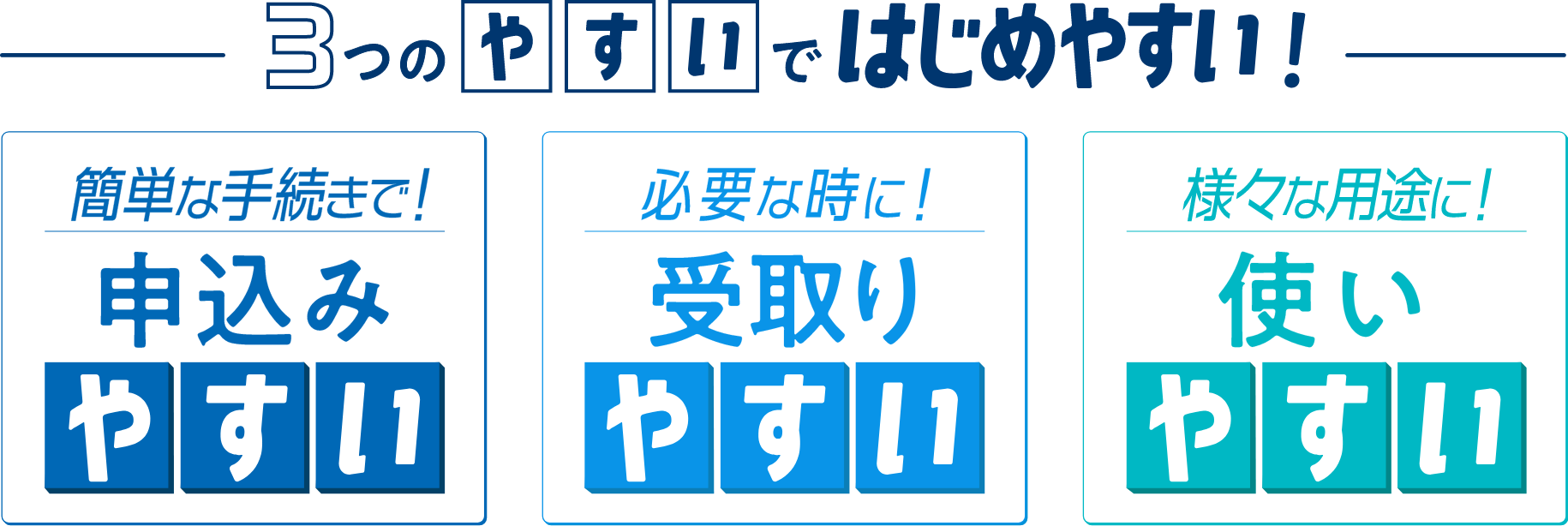 3つのやすいではじめやすい